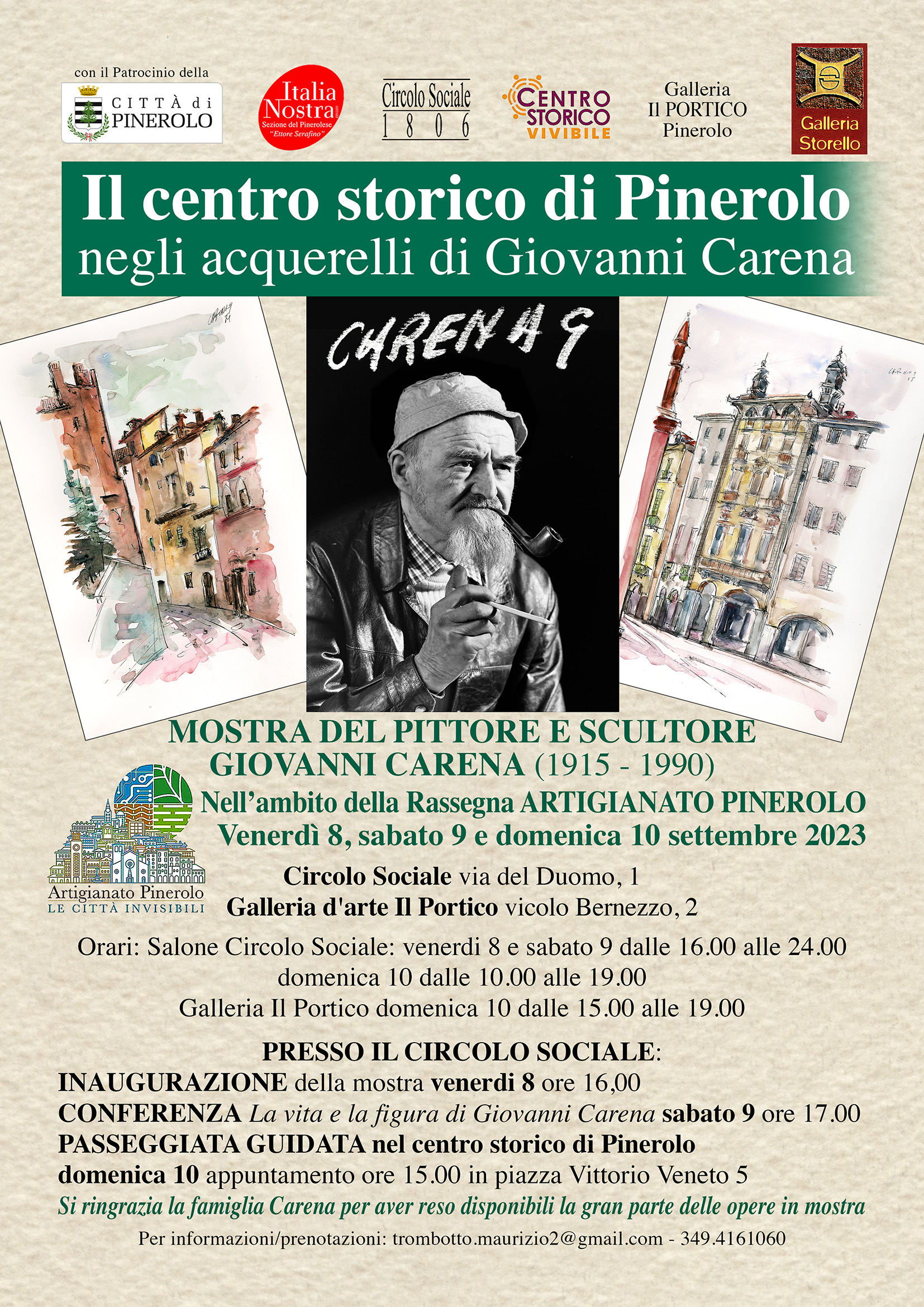 Una tre giorni dedicata a Giovanni Carena, omaggio della Città di Pinerolo durante la Rassegna dell'Artigianato Pinerolese 40+7 